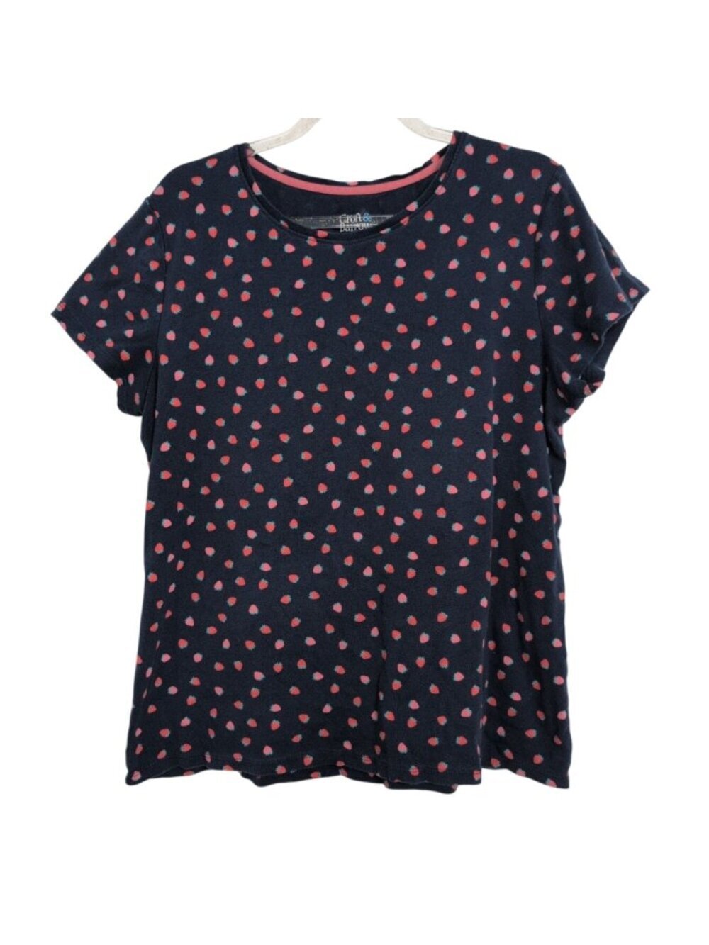 Croft & Barrow Strawberry Classic Tee Womens Size Medium Blue Lightweight Cotton